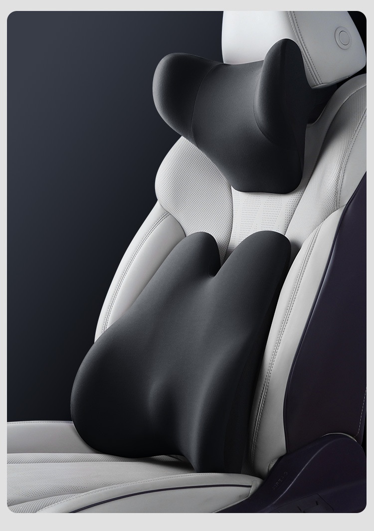 Headrest Neck Lumbar Support Memory Foam Seat Cushion Pillow Car Set_voghion.com
