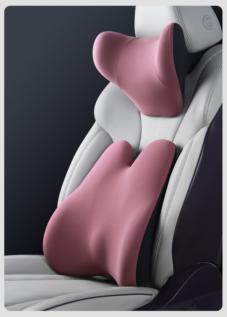 Headrest Neck Lumbar Support Memory Foam Seat Cushion Pillow Car Set_voghion.com