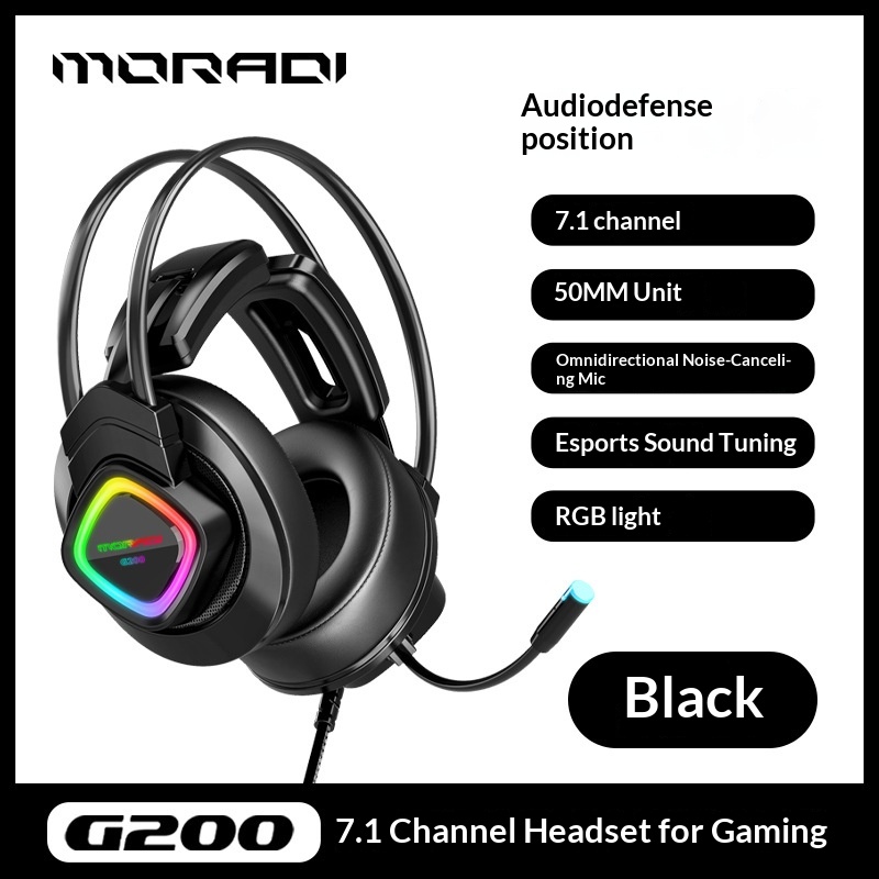 MoDi G200 Computer Over-ear Wired Headset With Microphone, 7.1-channel USB Gaming Headset, Specifically For Internet_voghion.com