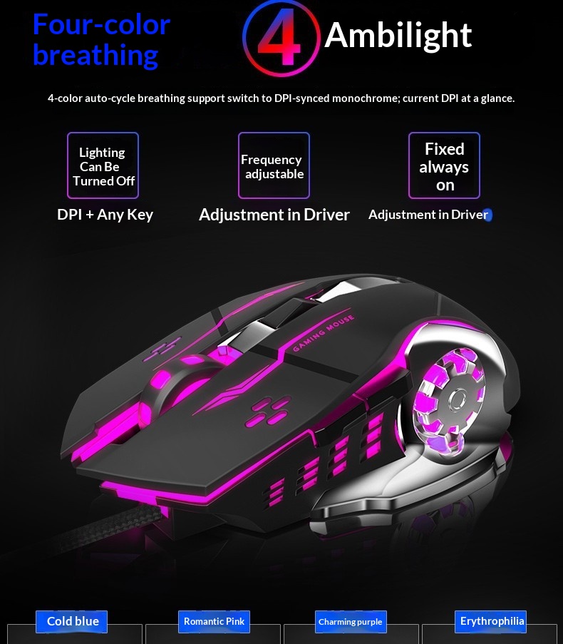 Wired Gaming Mouse With Adjustable Weights For Computer And Laptop_voghion.com