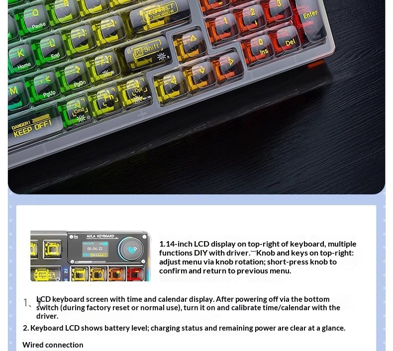 Wolf Spider F98pro, chargeur sans fil Bluetooth à trois modes avec écran, remplaçable à chaud, personnalisable et entièrement transparent_voghion.com