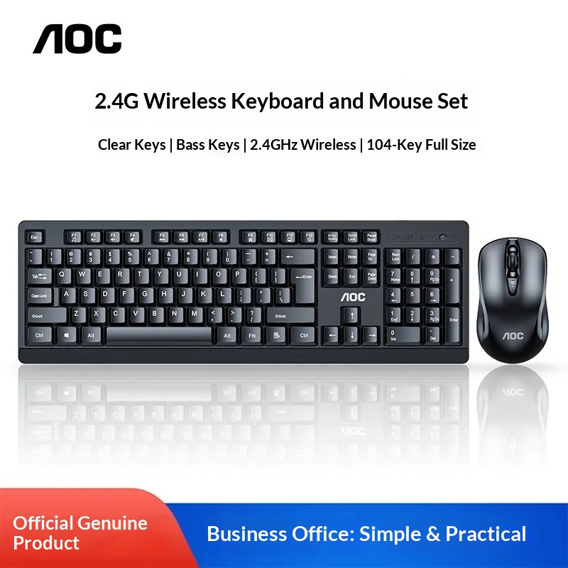 TPV AOC KM210 Wireless Keyboard Mouse Set Business Office Laptop Desktop Computer 2.4G_voghion.com