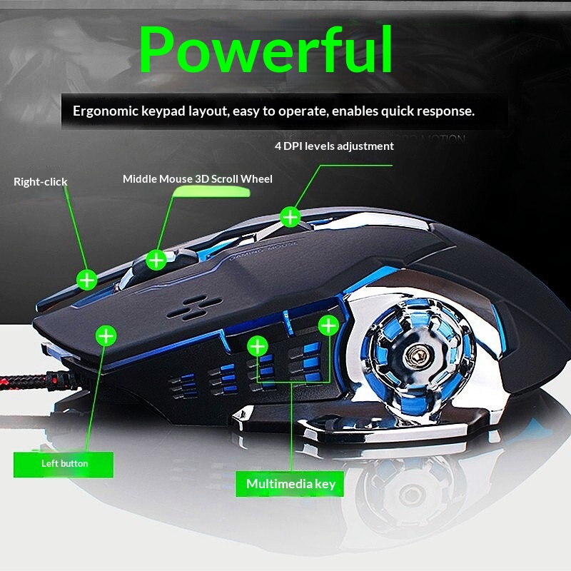 Wolf Spider S20 Metal Gaming Weighted Mouse USB Wired Desktop Laptop Computer Competitive PUBG CFLOL Luminous_voghion.com