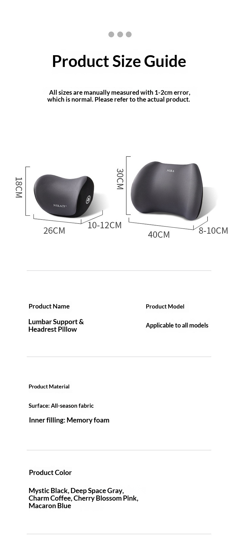 Cuscino poggiatesta in memory foam, protezione lombare per la vita, supporto per collo e schiena, cuscino per auto e casa_voghion.com