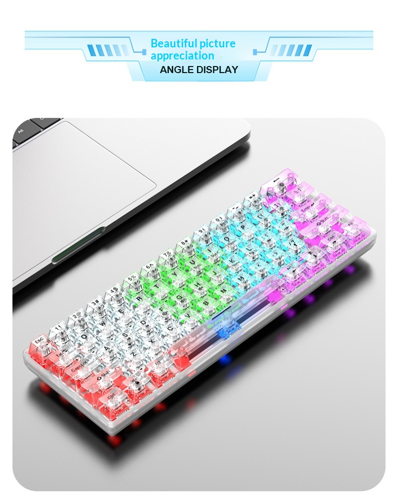 Mechanical Gaming Keyboard Wired Hot Swappable Transparent Keys_voghion.com