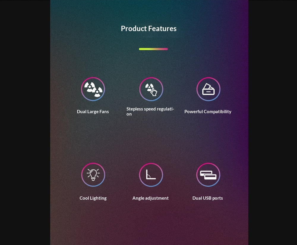 Cross-border RGB Cooler, Portable Computer Base, Large Fan Laptop Cooling Stand_voghion.com