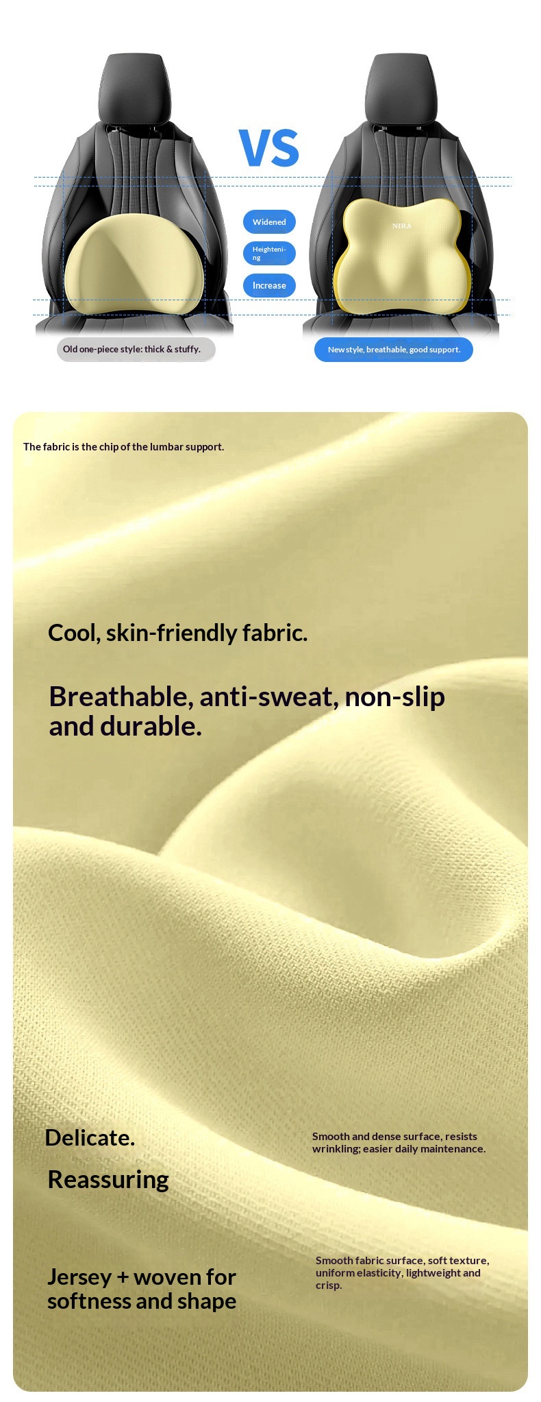 Grensoverschrijdend nekkussen van traagschuim, zitkussen, autohoofdsteun, lendensteun_voghion.com