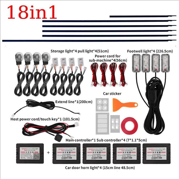 Lumière décorative LED froide pour voiture, ambiance intérieure colorée, dynamique et fluide_voghion.com