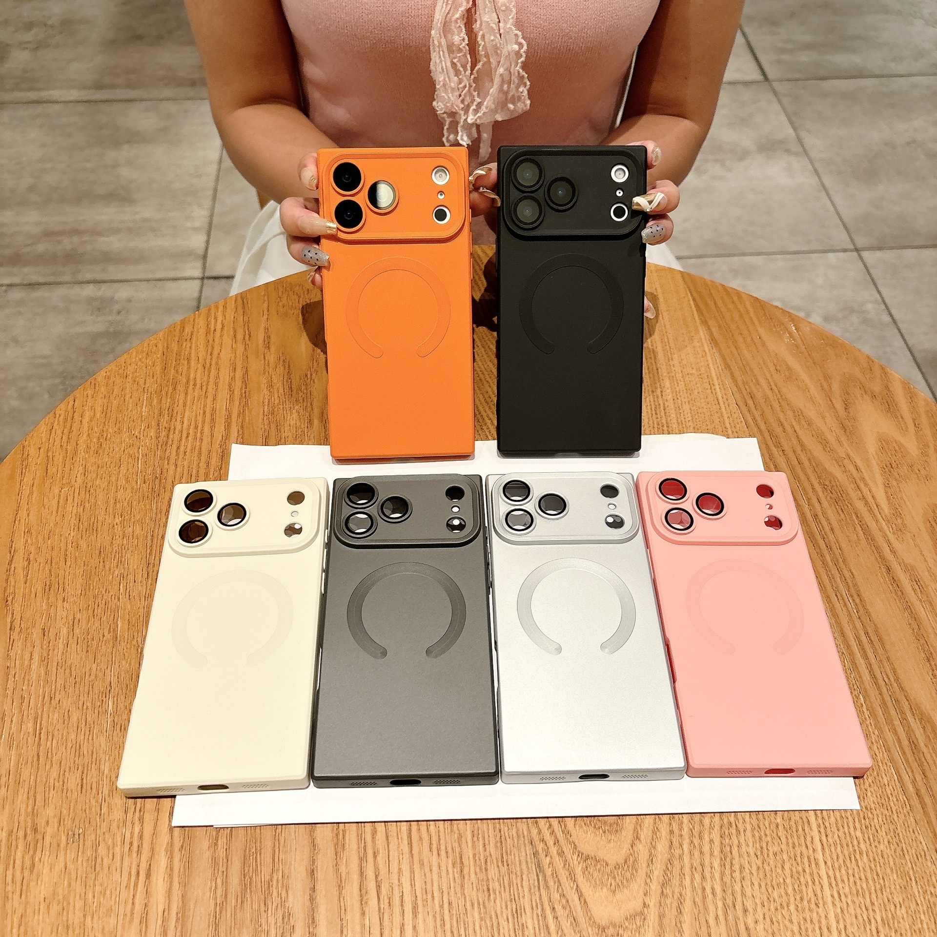 Suitable For 17 Pro Max Square Skin-feel Phone Case 17/16 Oil-coated Magnetic 11/13 Lens Film Protective Cover_voghion.com