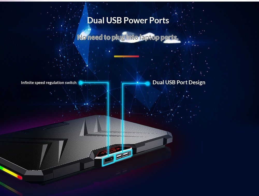 Cross-border RGB Cooler, Portable Computer Base, Large Fan Laptop Cooling Stand_voghion.com
