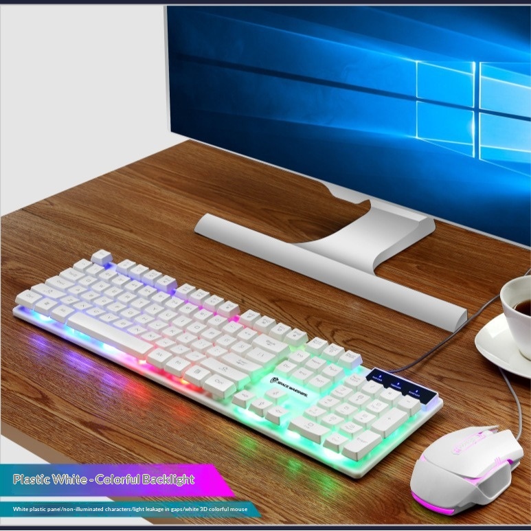 Set composto da tastiera e mouse Shibadu D500 RGB retroilluminati, con cavo USB e sensazione meccanica._voghion.com