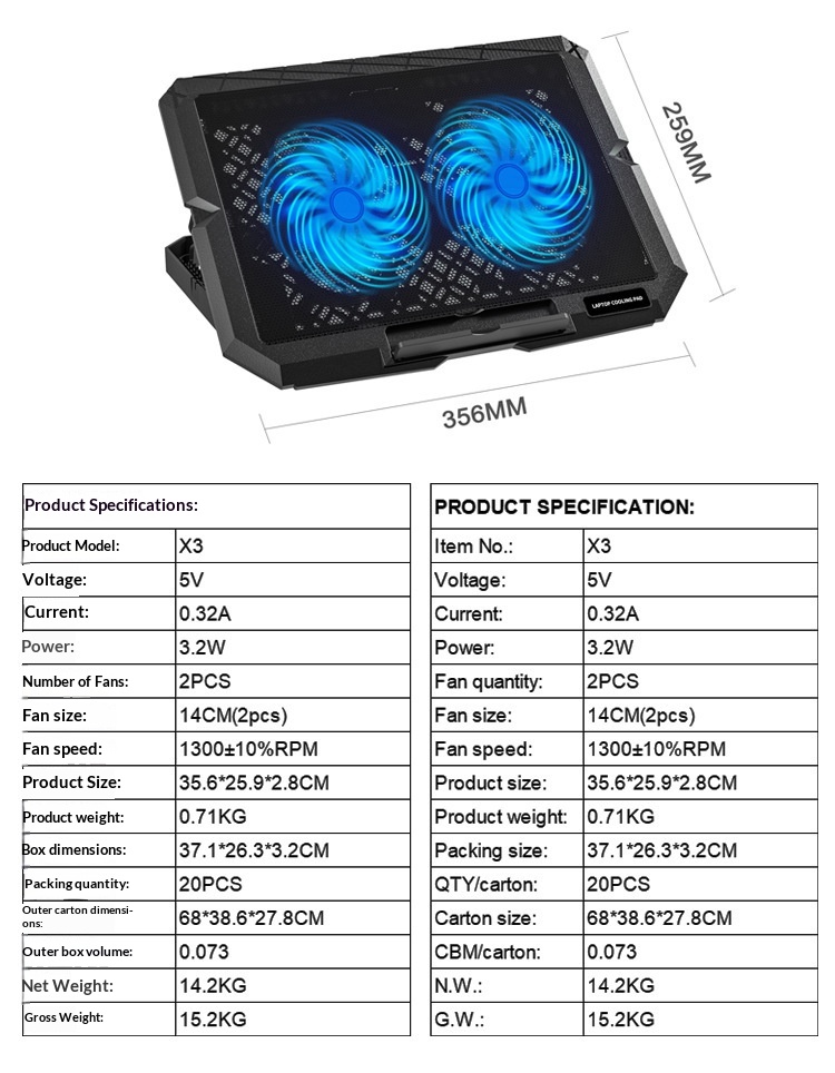 Cross-border X3 Cooler Silent Wind Cooling Stand Laptop Holder Wholesale_voghion.com