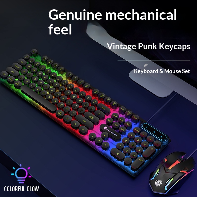Pansen PT100 Wired Keyboard Set Gaming Office Desktop Laptop E-sports Key Mouse_voghion.com
