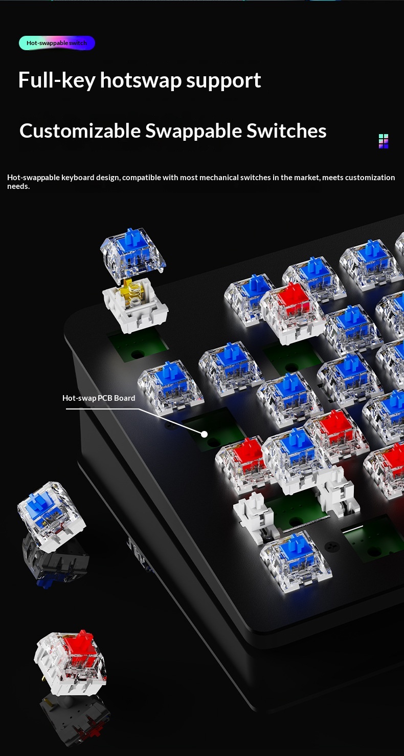 SOREX AK104 Blue Tea Switch Gaming Computer Wired Office RGB Backlit Mechanical Keyboard_voghion.com