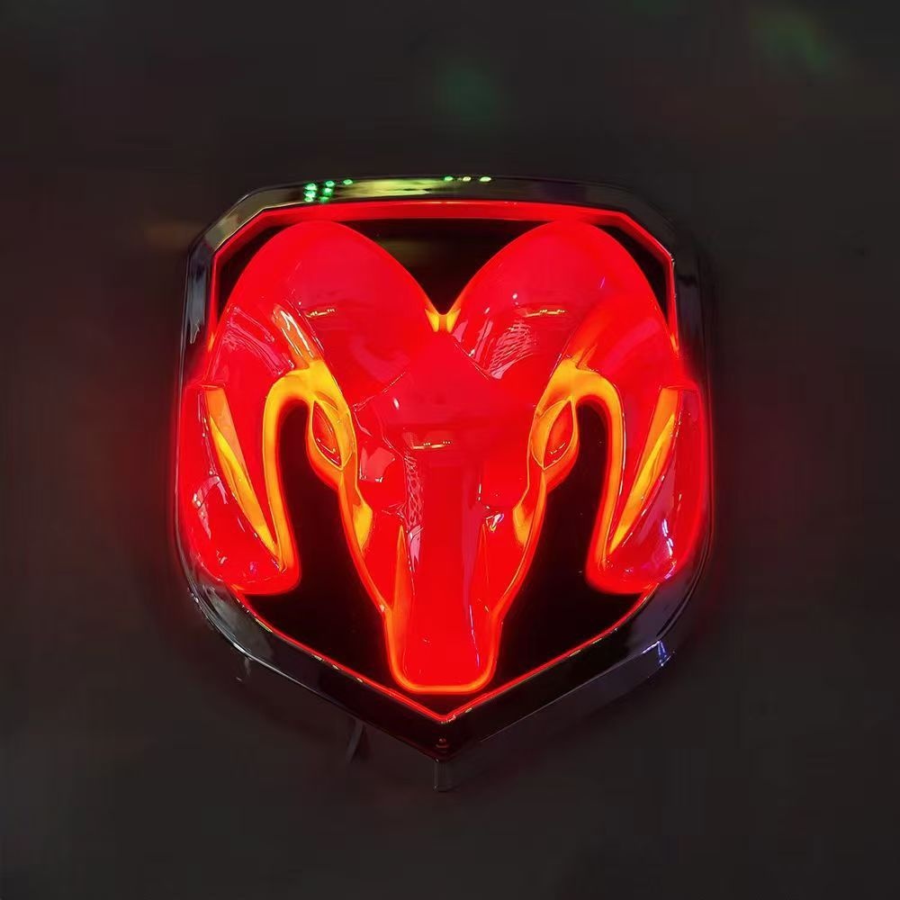 Suitable For Dodge Ram Grille Bright DODGE Illuminated Logo, Front Rear Emblem, LED Car Logo Light_voghion.com