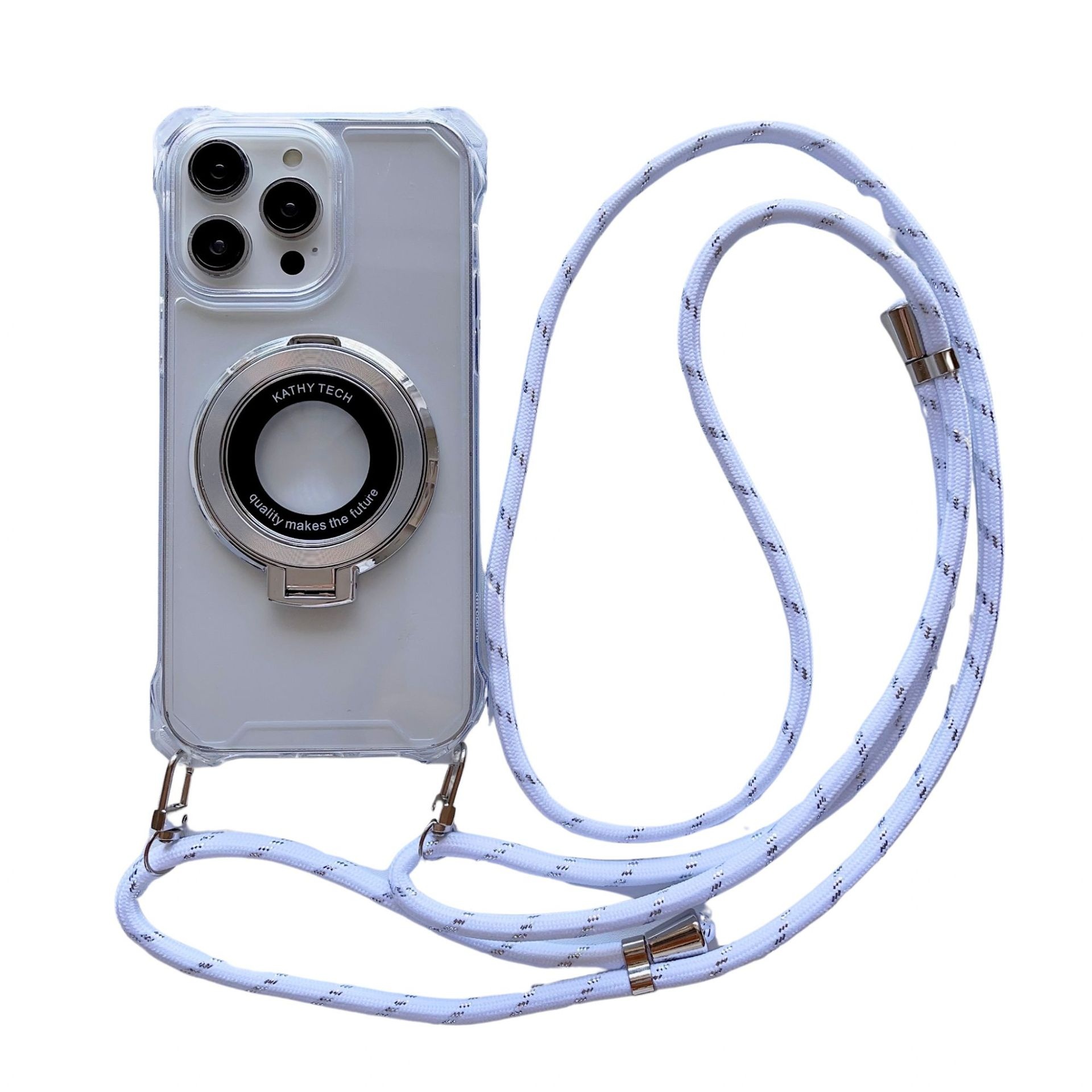 Four-Corner Traveler Magnetic Stand Crossbody Strap Compatible With IPhone 16 Pro Max Phone Case Shockproof S25U Hard_voghion.com