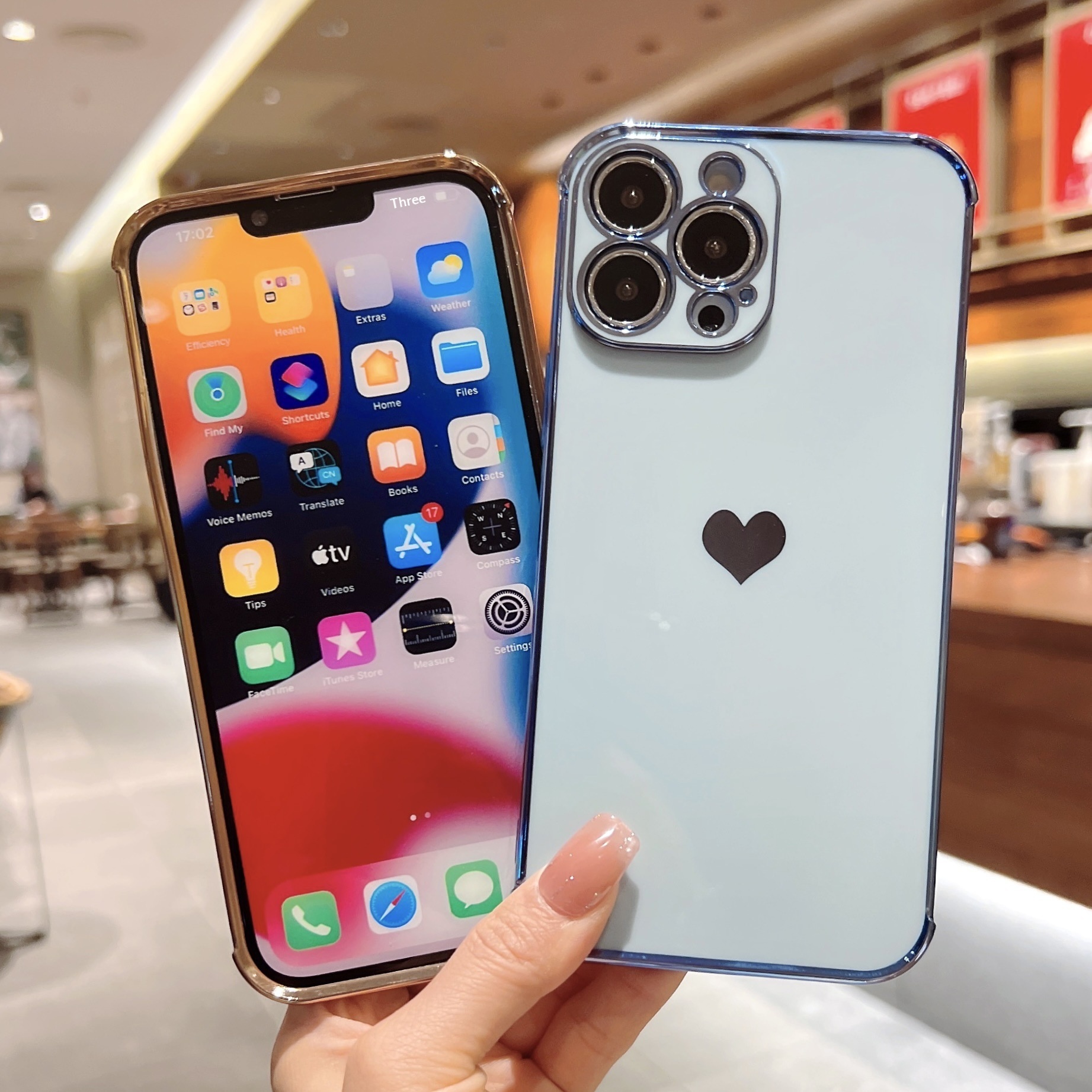 Suitable For 17/8PLUS Electroplated Side Heart-shaped IPhone16E/13PRO Phone Case XR Protective Soft Cover_voghion.com