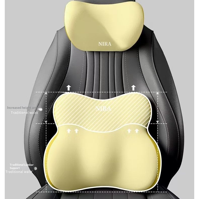 Conjunto de encosto de cabeça, almofada lombar, suporte lombar, espuma viscoelástica, travesseiro de pescoço de alta qualidade para carro_voghion.com
