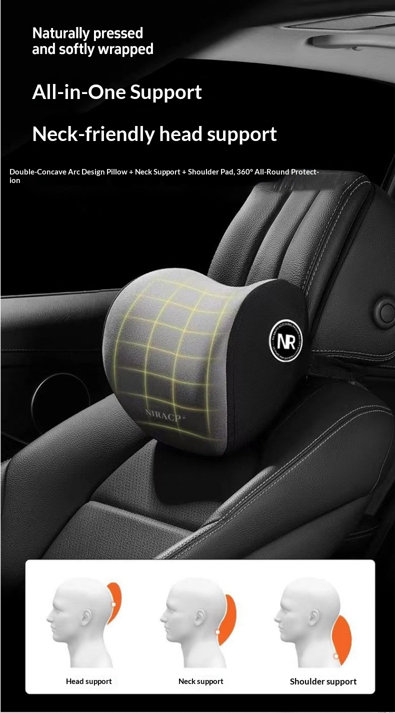 Cuscino poggiatesta in memory foam, protezione lombare per la vita, supporto per collo e schiena, cuscino per auto e casa_voghion.com