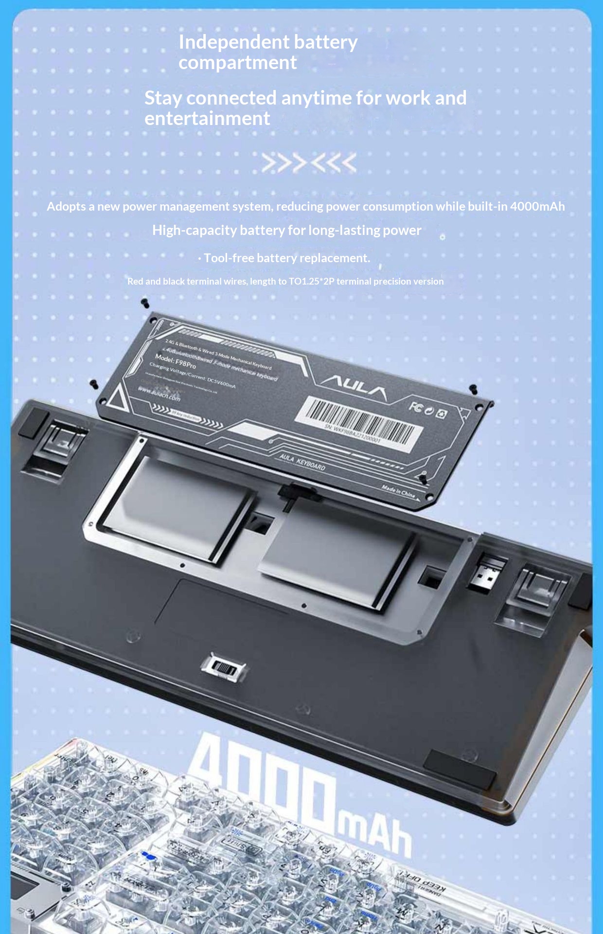 Wolf Spider F98pro, chargeur sans fil Bluetooth à trois modes avec écran, remplaçable à chaud, personnalisable et entièrement transparent_voghion.com