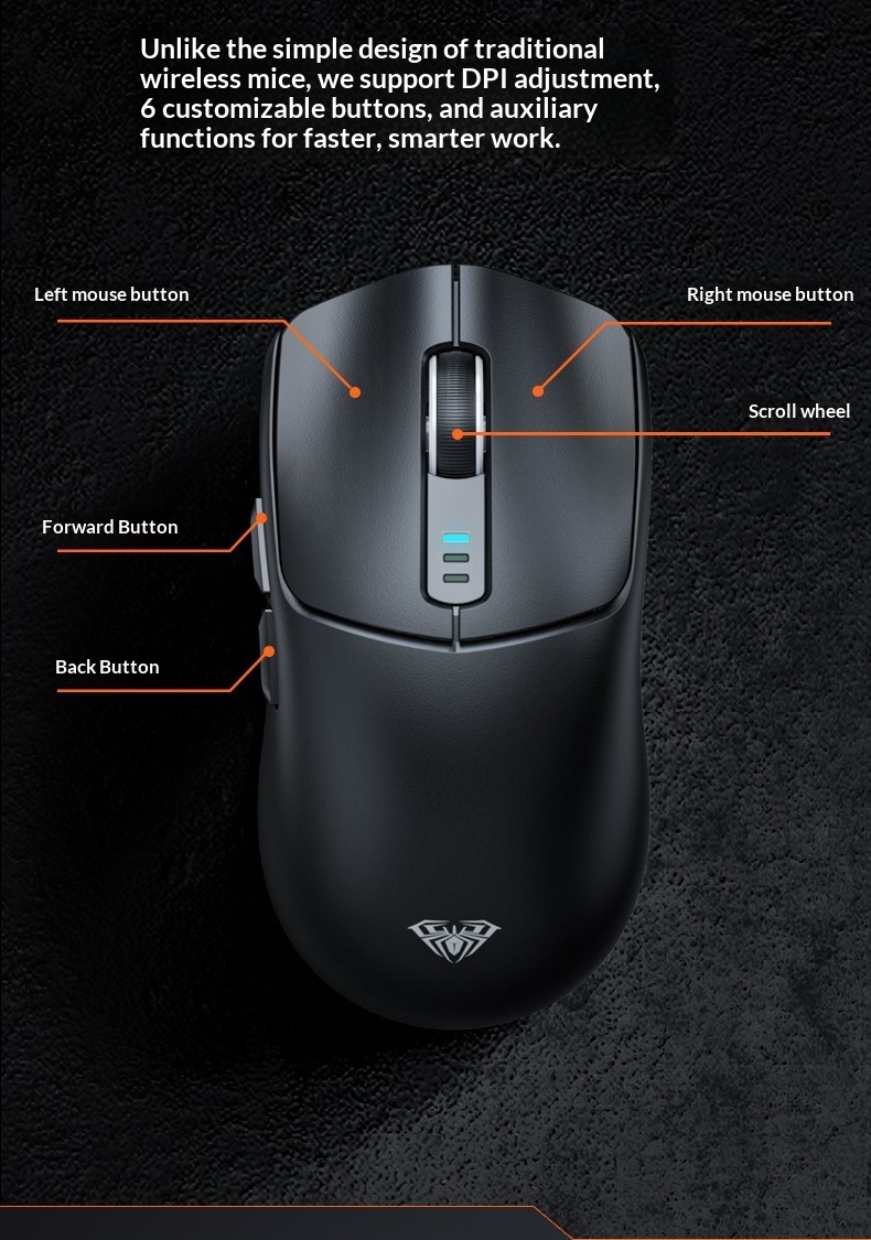 Wolf Spider SC580 Three-Mode Bluetooth 2.4g Wireless Gaming Mouse For Laptop, Desktop, And Office Use_voghion.com