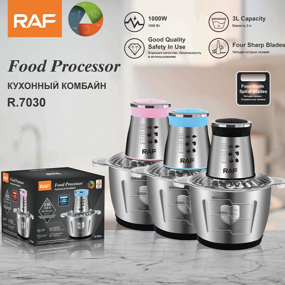 RAF EU/US Standard Grinder Household Stainless Steel Electric Food Processor Multi-Functional Kitchen Meat Mincer 3L_voghion.com