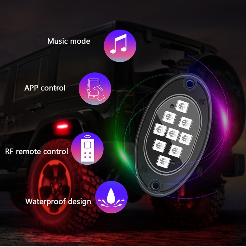 Cross-border Popular Car LED Bluetooth APP Wireless Control Ambient , Off-road Pickup Truck Underbody Modification_voghion.com