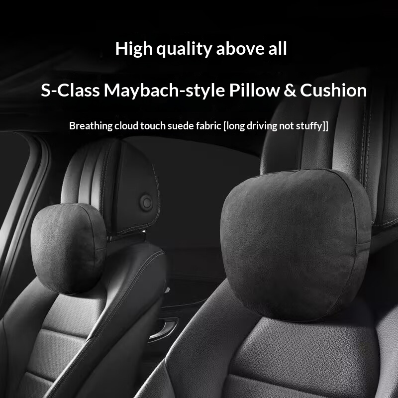 Almofada de assento Classe S, travesseiro de pescoço, apoio lombar para encosto de cabeça de carro_voghion.com