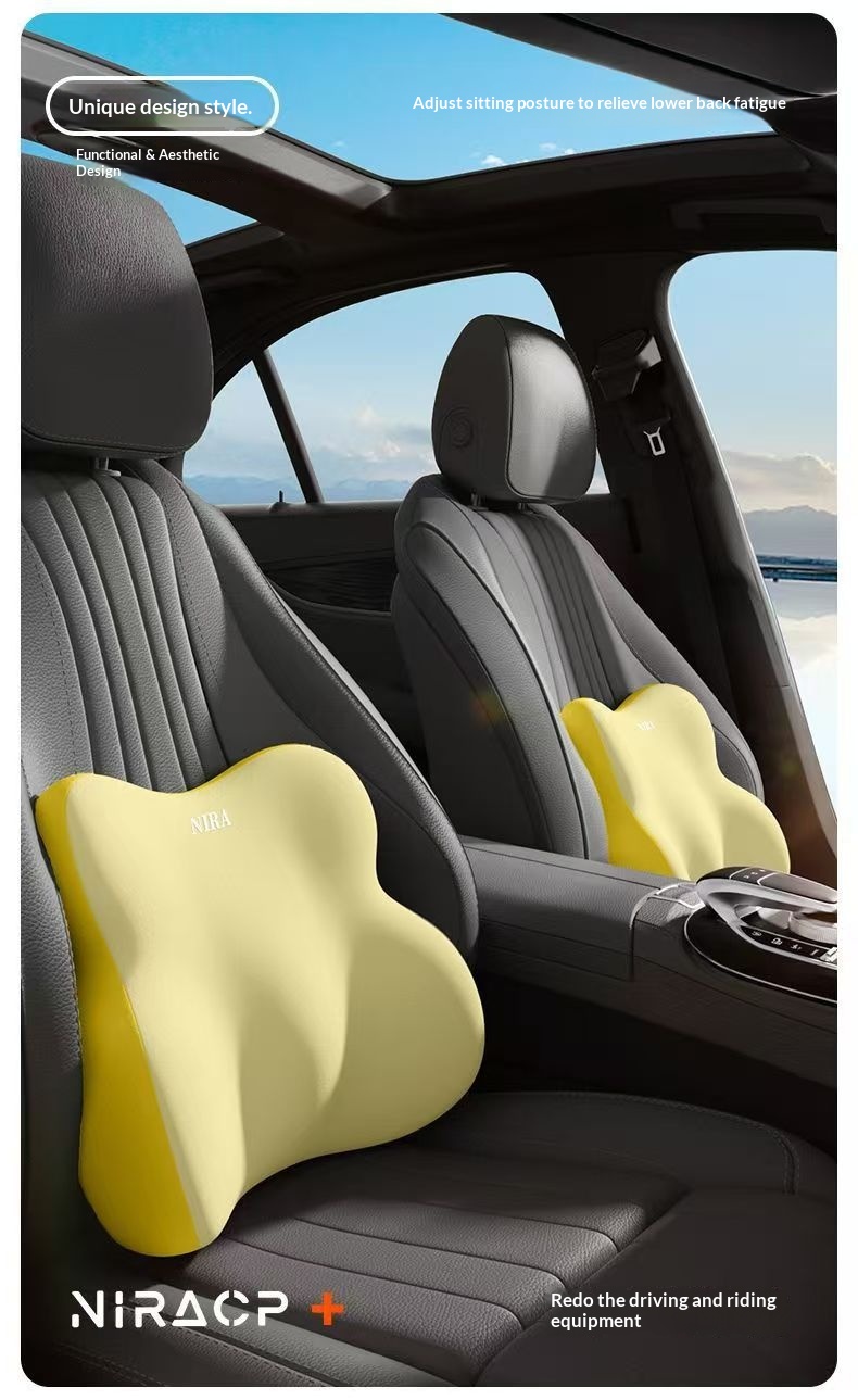 Conjunto de encosto de cabeça, almofada lombar, suporte lombar, espuma viscoelástica, travesseiro de pescoço de alta qualidade para carro_voghion.com