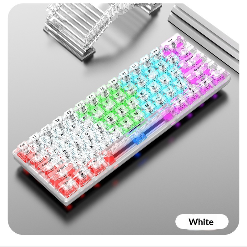 Mechanical Gaming Keyboard Wired Hot Swappable Transparent Keys_voghion.com