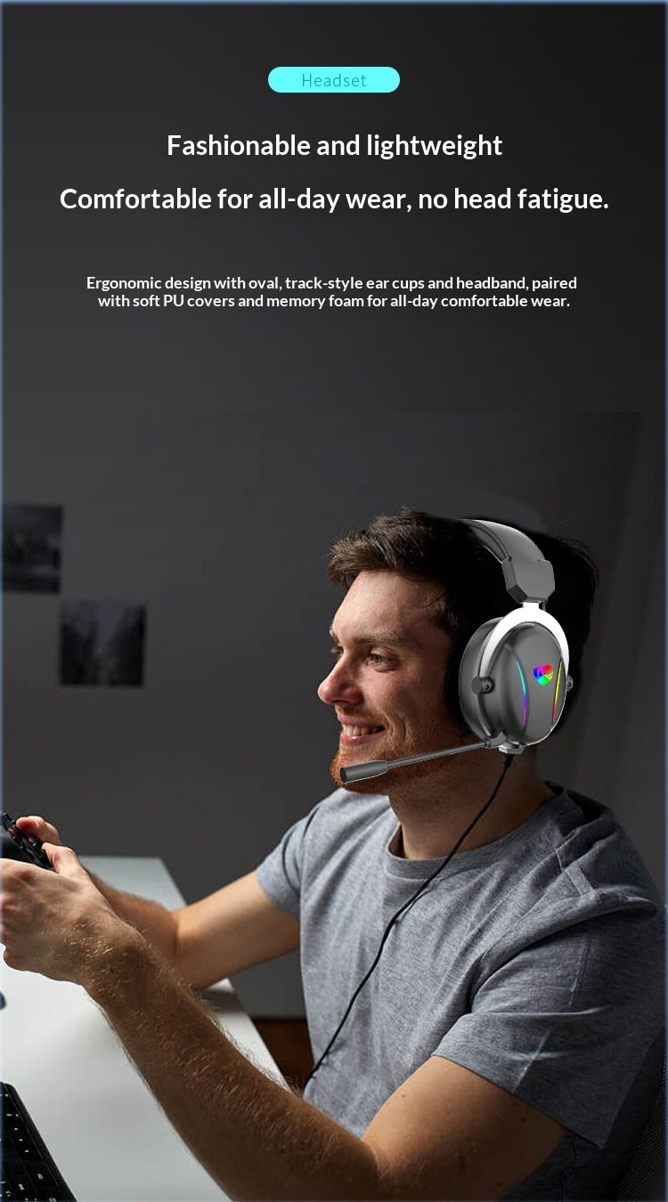 Cuffie da gioco cablate per computer, compatibili con PUBG Mobile e laptop, audio 7.1 universale con microfono._voghion.com