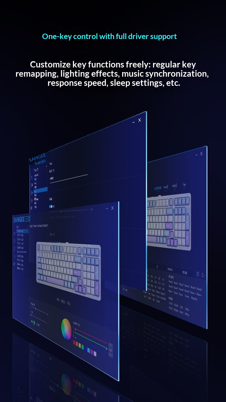 Sanju SG99 Customized Mechanical Keyboard Gasket Structure Full Key Hot-Swappable Wireless Bluetooth Tri-Mode Gaming_voghion.com