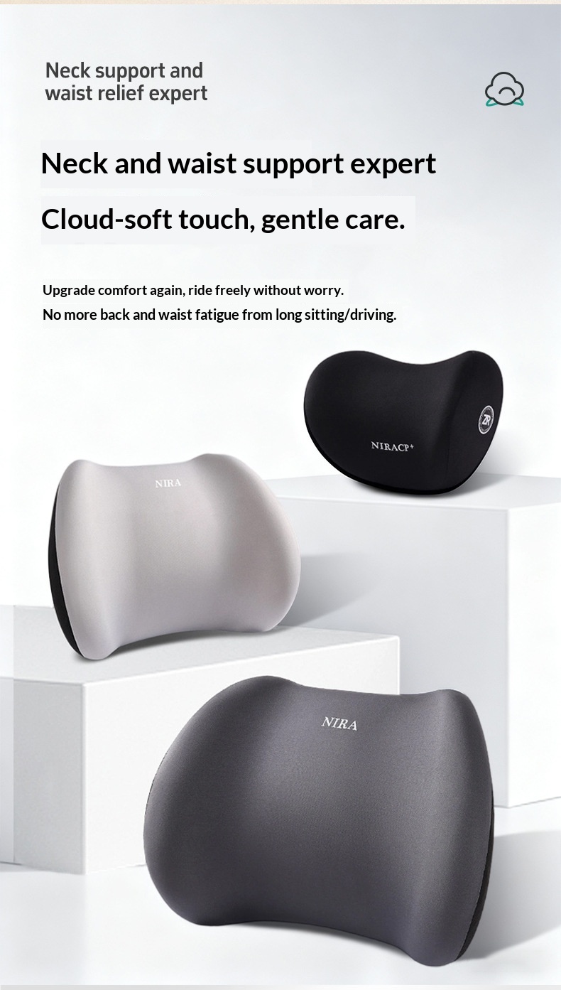 Cuscino poggiatesta in memory foam, protezione lombare per la vita, supporto per collo e schiena, cuscino per auto e casa_voghion.com