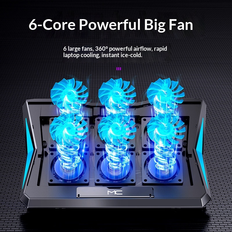 Cross-border Six-fan Laptop Cooler With Adjustable Speed, Silent Cooling Stand For Notebook Computers_voghion.com