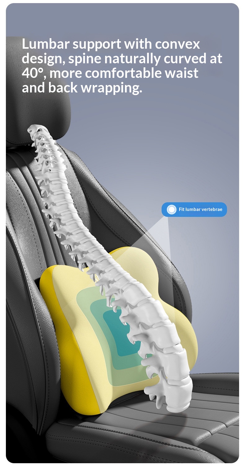 Grensoverschrijdend nekkussen van traagschuim, zitkussen, autohoofdsteun, lendensteun_voghion.com