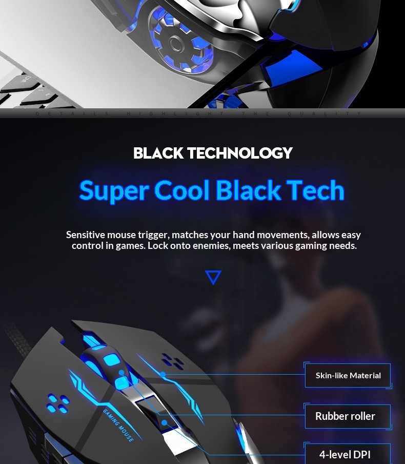 Wired Gaming Mouse With Adjustable Weights For Computer And Laptop_voghion.com