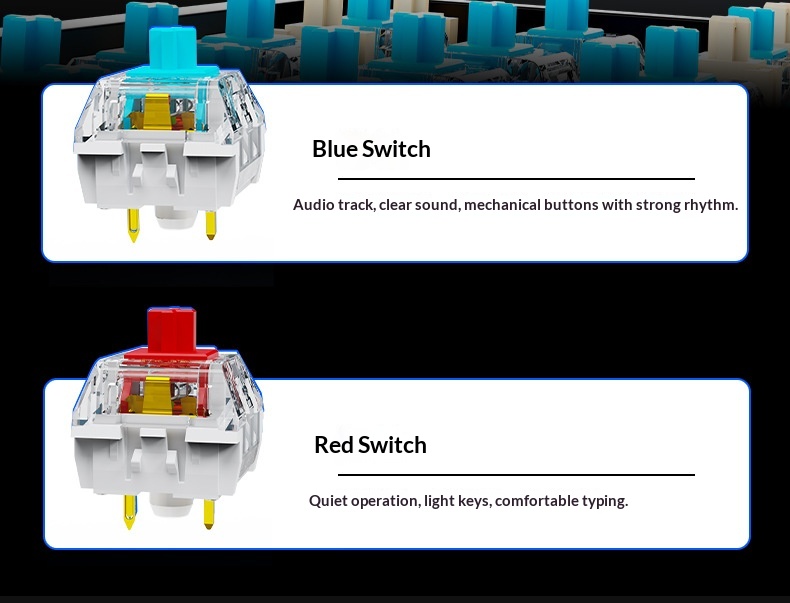Tastiera mini cablata Sorex AK68 con switch meccanici blu e rossi, retroilluminata RGB, 68 tasti, layout compatto._voghion.com