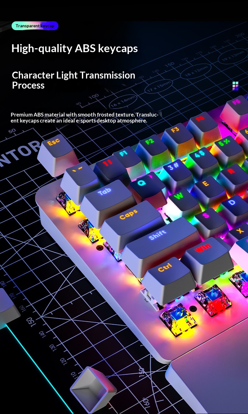 SOREX AK104 Blue Tea Switch Gaming Computer Wired Office RGB Backlit Mechanical Keyboard_voghion.com