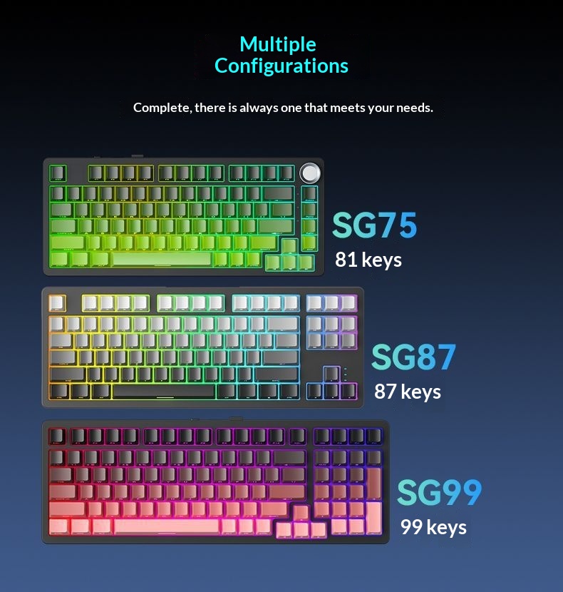 Sanju SG99 Customized Mechanical Keyboard Gasket Structure Full Key Hot-Swappable Wireless Bluetooth Tri-Mode Gaming_voghion.com