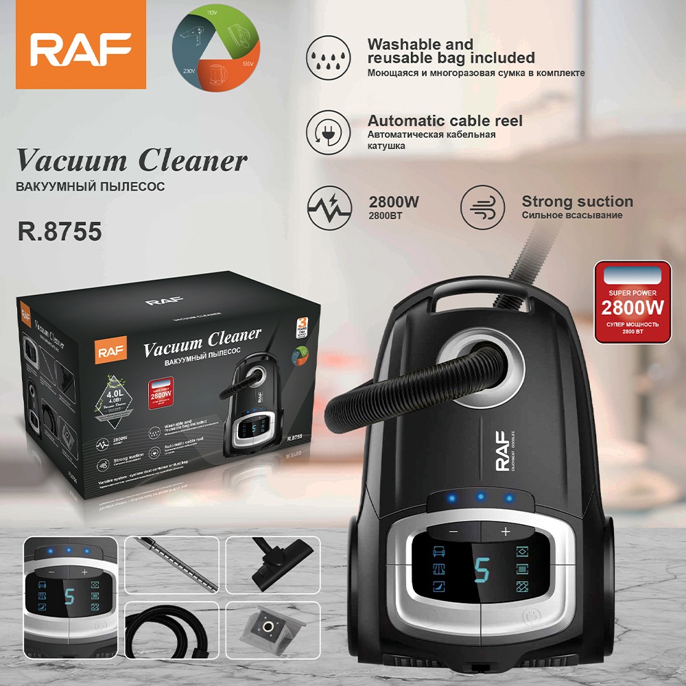 RAF European Standard Household With Smart Display, Powerful Suction, Horizontal Portable Vacuum Cleaner R.8755 4L_voghion.com