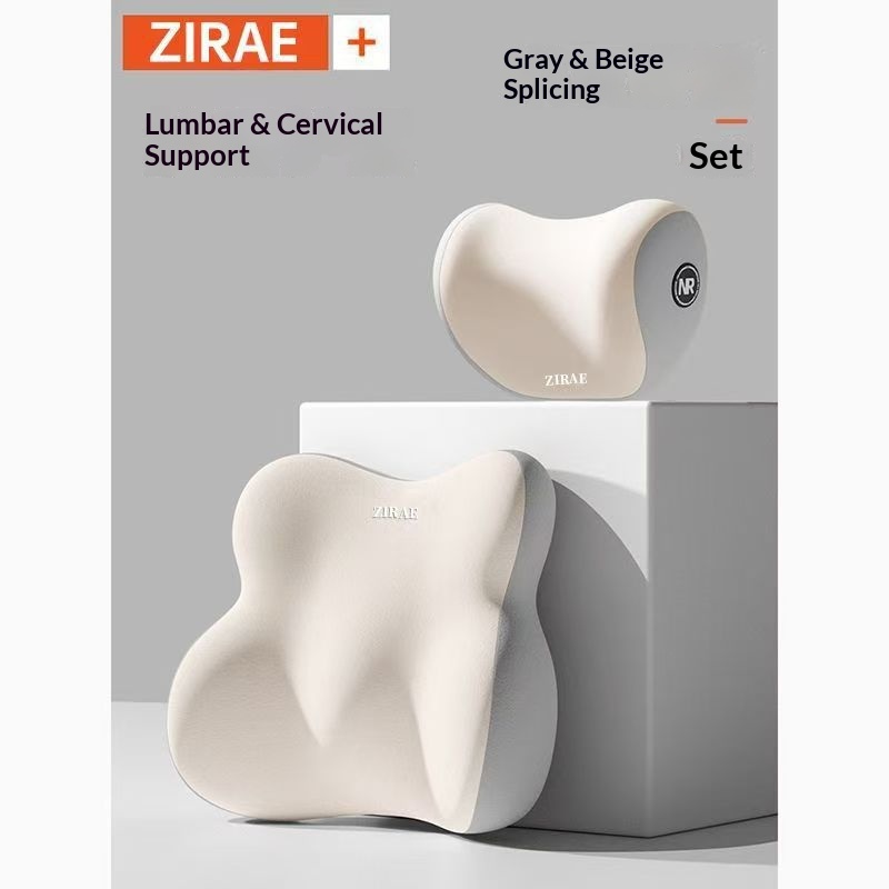 Conjunto de encosto de cabeça, almofada lombar, suporte lombar, espuma viscoelástica, travesseiro de pescoço de alta qualidade para carro_voghion.com