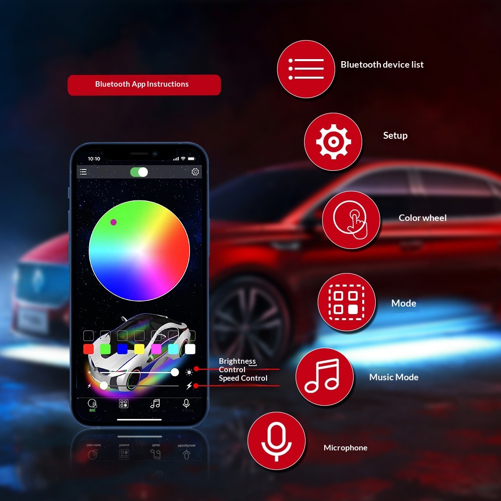 Cross-Border New Product LED Colorful Mats Interior Atmosphere Foot Sole Ambient Rhythm Sound Control Car Lights_voghion.com