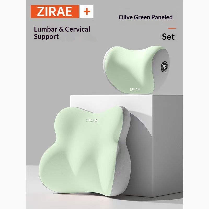 Conjunto de encosto de cabeça, almofada lombar, suporte lombar, espuma viscoelástica, travesseiro de pescoço de alta qualidade para carro_voghion.com