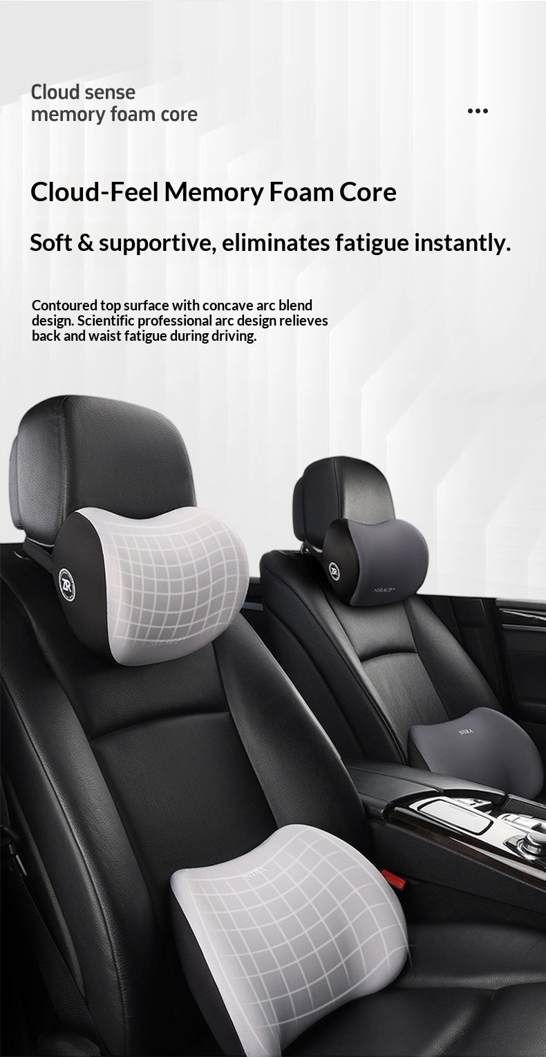 Cuscino poggiatesta in memory foam, protezione lombare per la vita, supporto per collo e schiena, cuscino per auto e casa_voghion.com