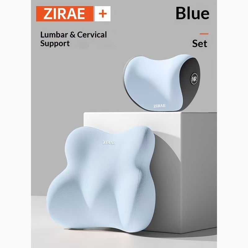 Conjunto de encosto de cabeça, almofada lombar, suporte lombar, espuma viscoelástica, travesseiro de pescoço de alta qualidade para carro_voghion.com