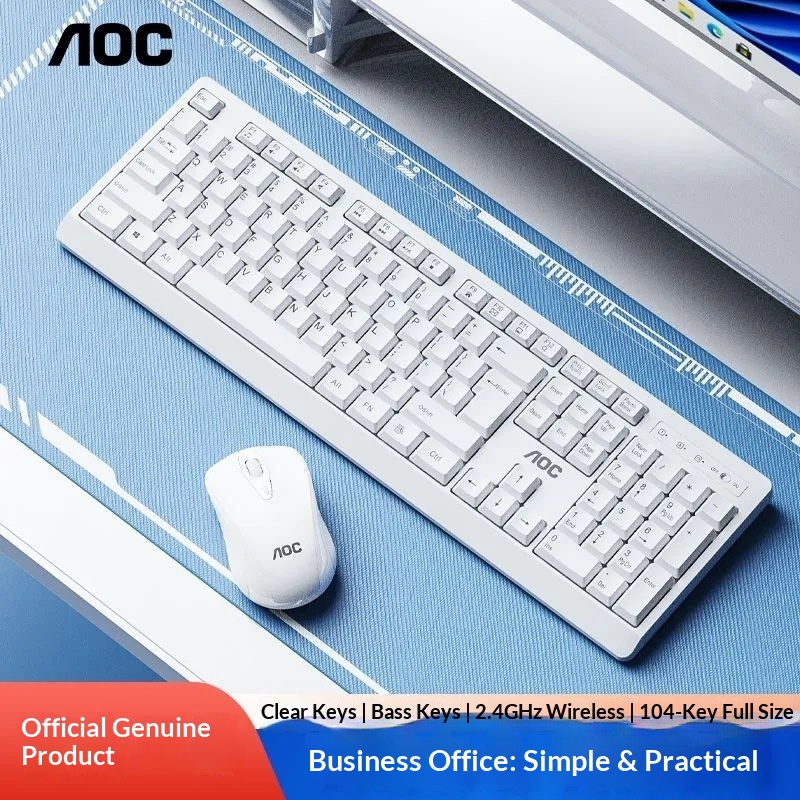 TPV AOC KM210 Wireless Keyboard Mouse Set Business Office Laptop Desktop Computer 2.4G_voghion.com