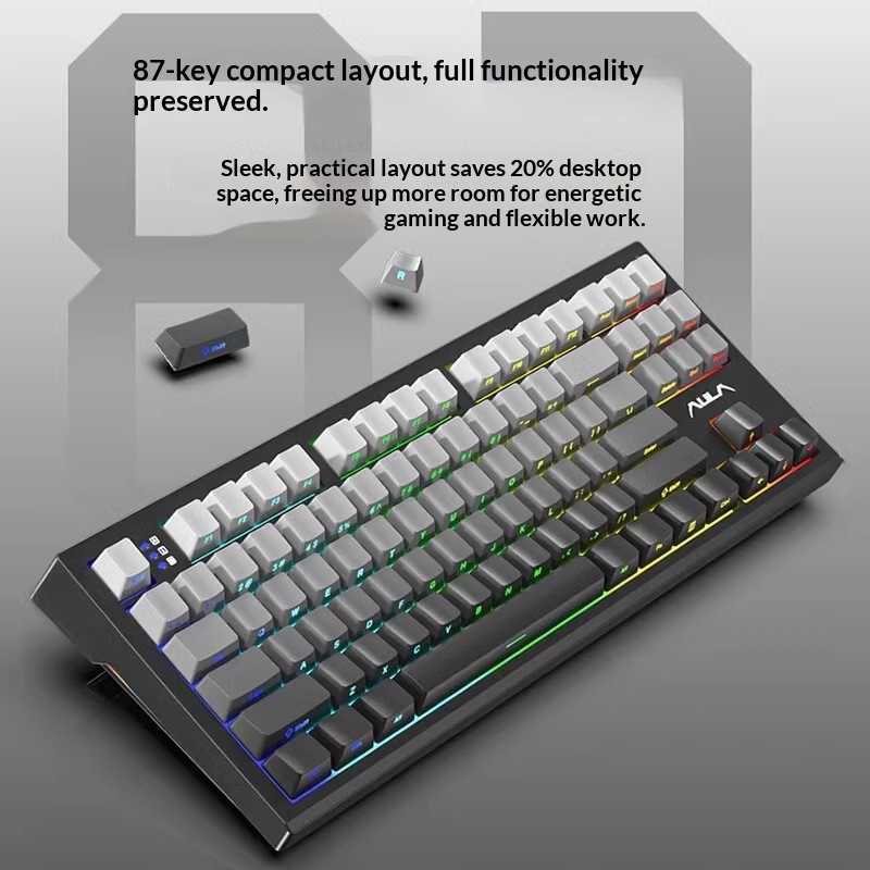 Wolf Spider S87 Customized Wireless Tri-Mode RGB Mechanical Keyboard With Engraved Keycaps, Hot-Swappable, Gasket, For_voghion.com