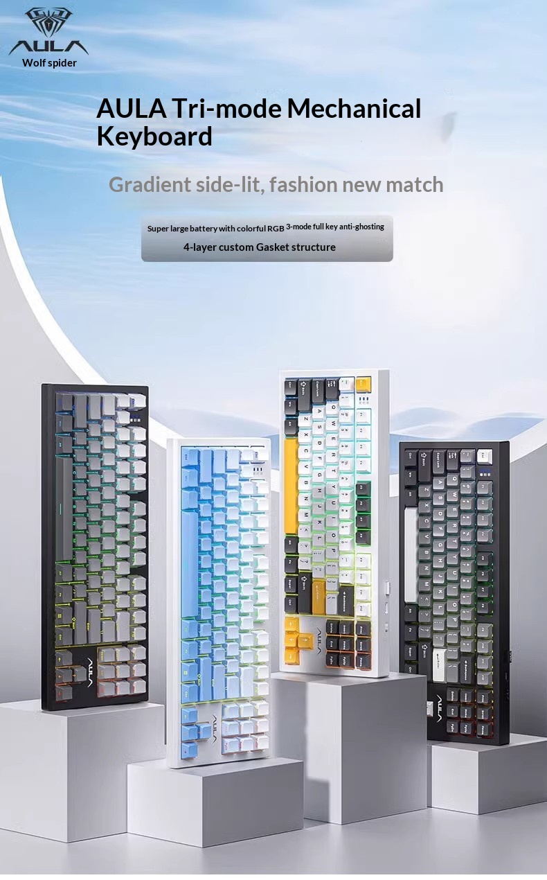 Wolf Spider S87 Mechanical Wireless Keyboard Rgb Tri-mode Gasket_voghion.com