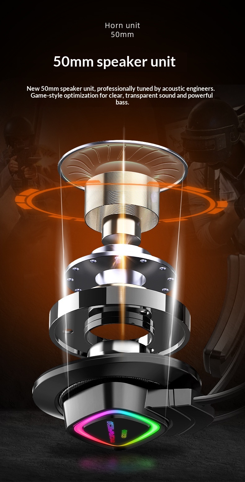 MoDi G200 Computer Over-ear Wired Headset With Microphone, 7.1-channel USB Gaming Headset, Specifically For Internet_voghion.com