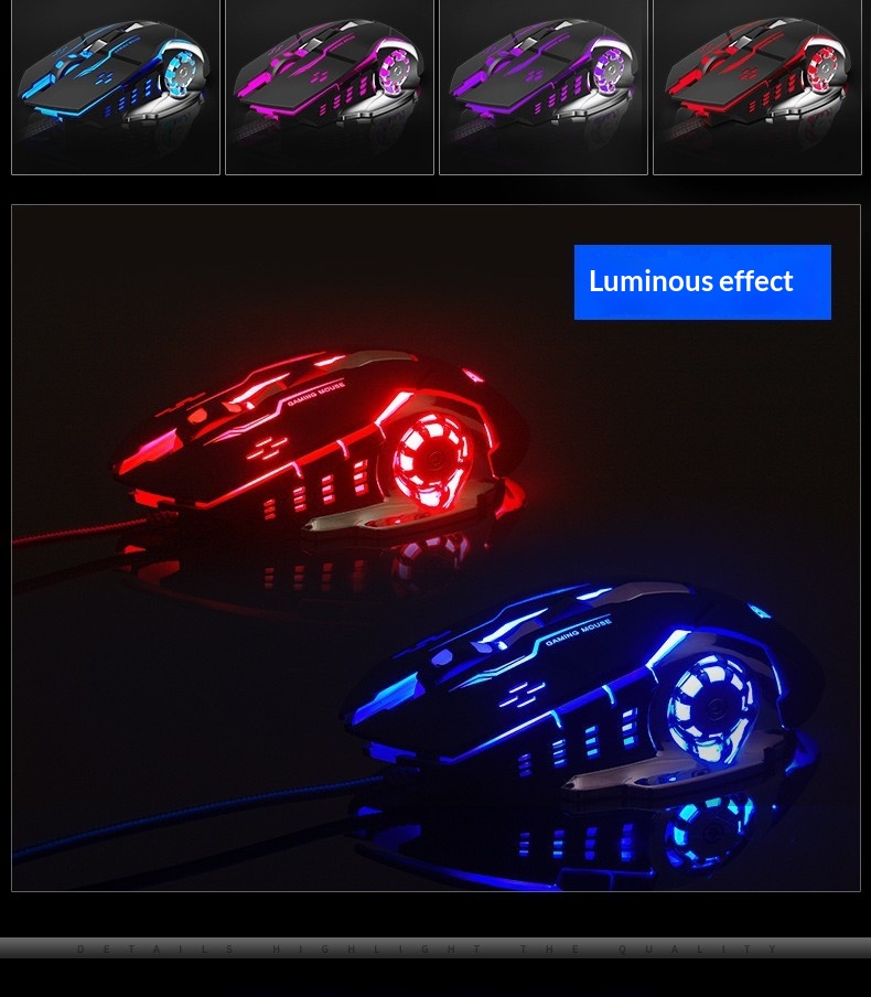 Wired Gaming Mouse With Adjustable Weights For Computer And Laptop_voghion.com